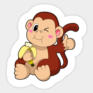 Baby Monkey with Banana Sticker